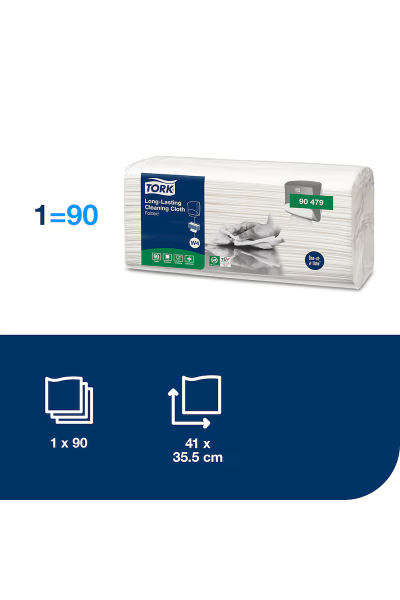 Lavete Multipurpose Long-Lasting, Tork, albe, 35.5×41 cm, 90 porții/pachet (4 pachete/bax), W4 - 90479